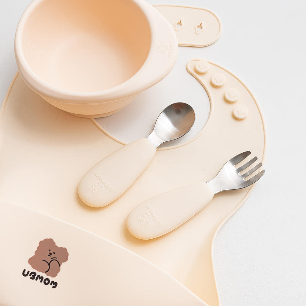 Ubmom 鉑金矽膠不銹鋼匙叉套裝