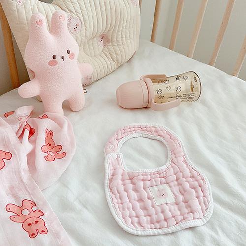 DTD 五色棉花糖系列-8重紗布棉方形輔食圍嘴