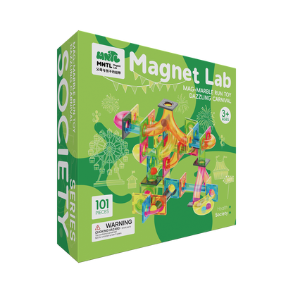 MNTL 磁力片-101片裝磁性滾球軌道套裝(螢光色系)