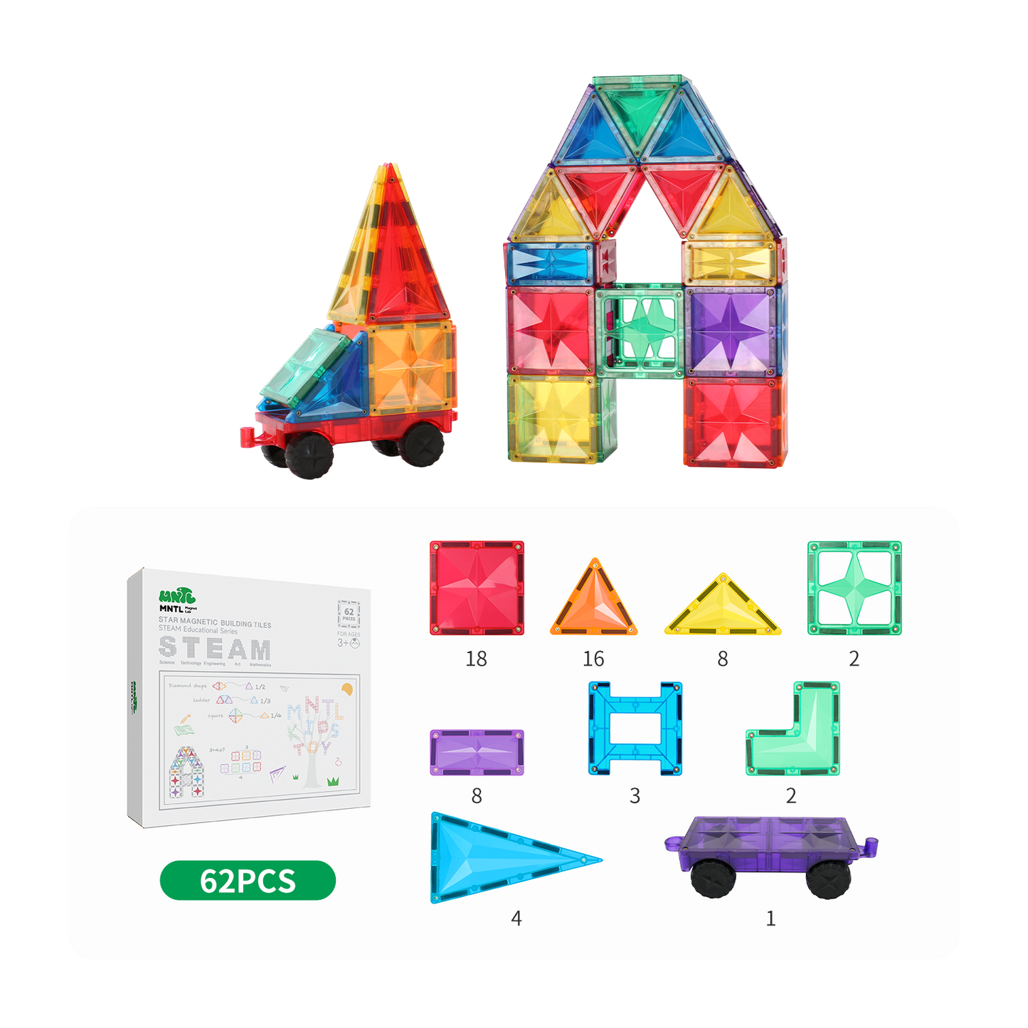 MNTL 磁力片-62片裝基礎教具