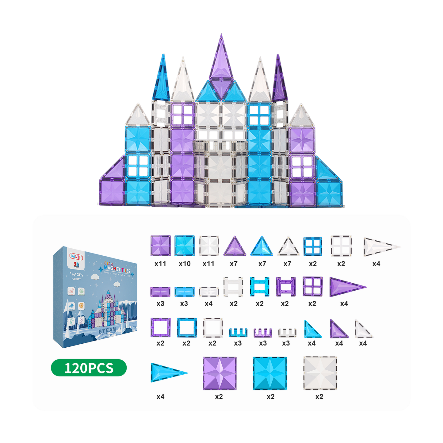 MNTL 磁力片-120片裝冰雪世界
