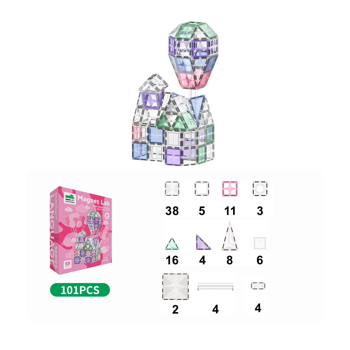 MNTL 磁力片-101片裝氣球屋