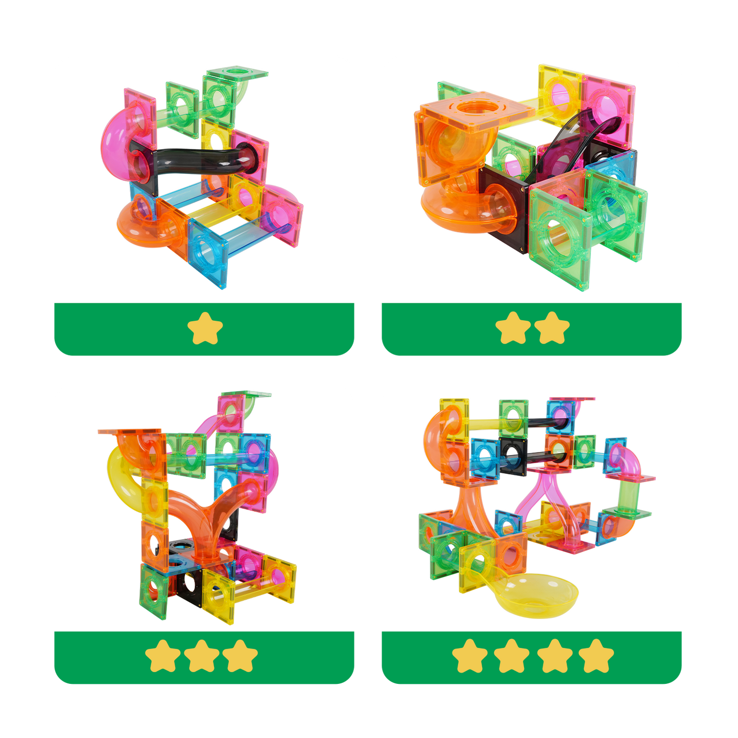 MNTL 磁力片-101片裝磁性滾球軌道套裝(螢光色系)