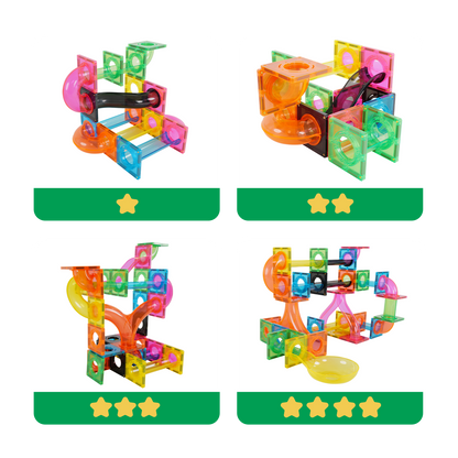 MNTL 磁力片-101片裝磁性滾球軌道套裝(螢光色系)