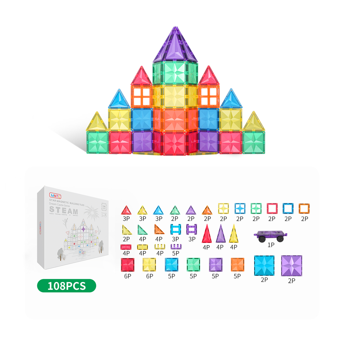 MNTL 磁力片-108片裝夢想城堡