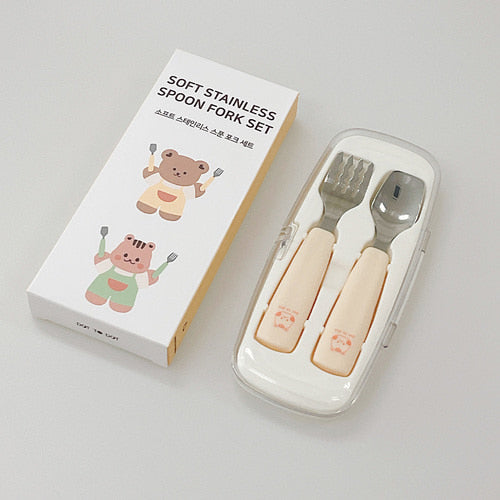 DTD 鉑金矽膠防滑手柄不銹鋼勺叉套組