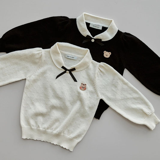 24FW DTD暖暖校園風系列-蝴蝶結針織上衣