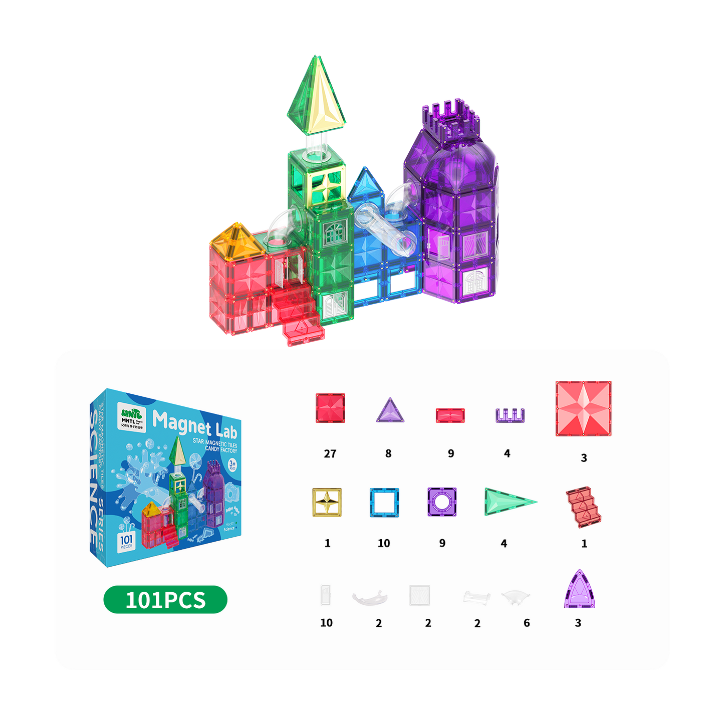 MNTL 磁力片-101片裝糖果工廠