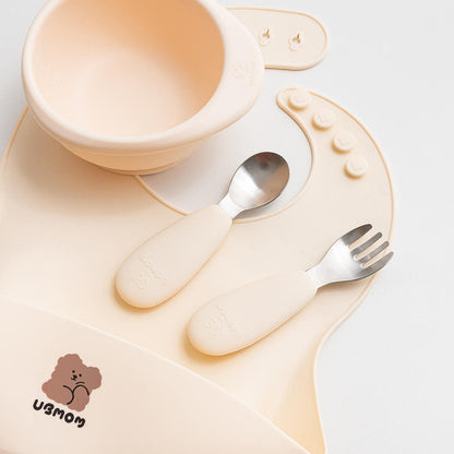 Ubmom 鉑金矽膠不銹鋼匙叉套裝