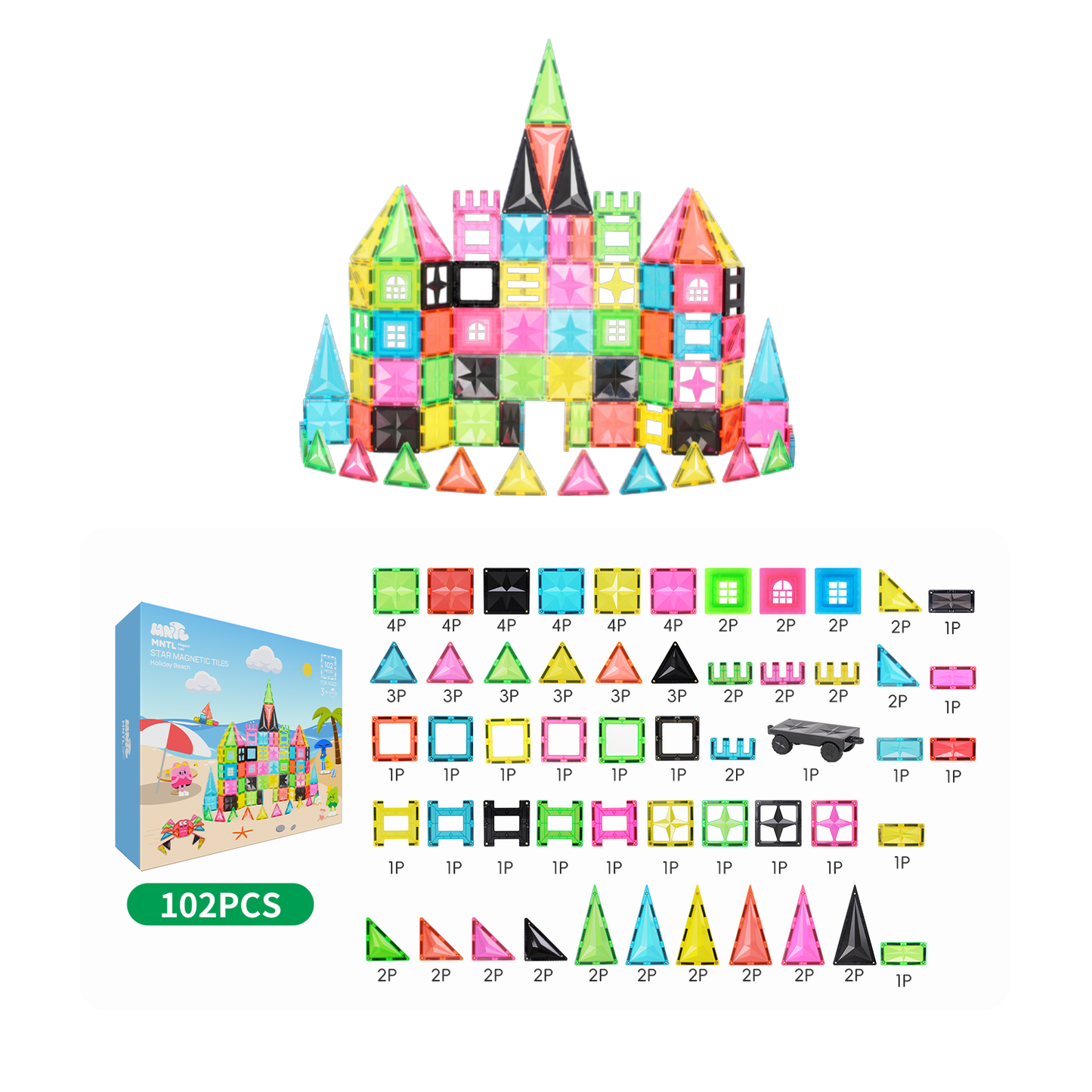 MNTL 磁力片-102片裝假日海灘