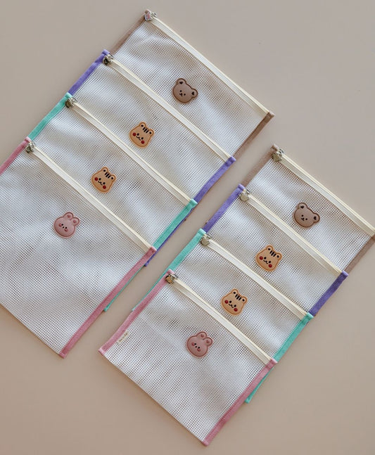 DTD 果凍人物系列-網格拉鍊收納袋