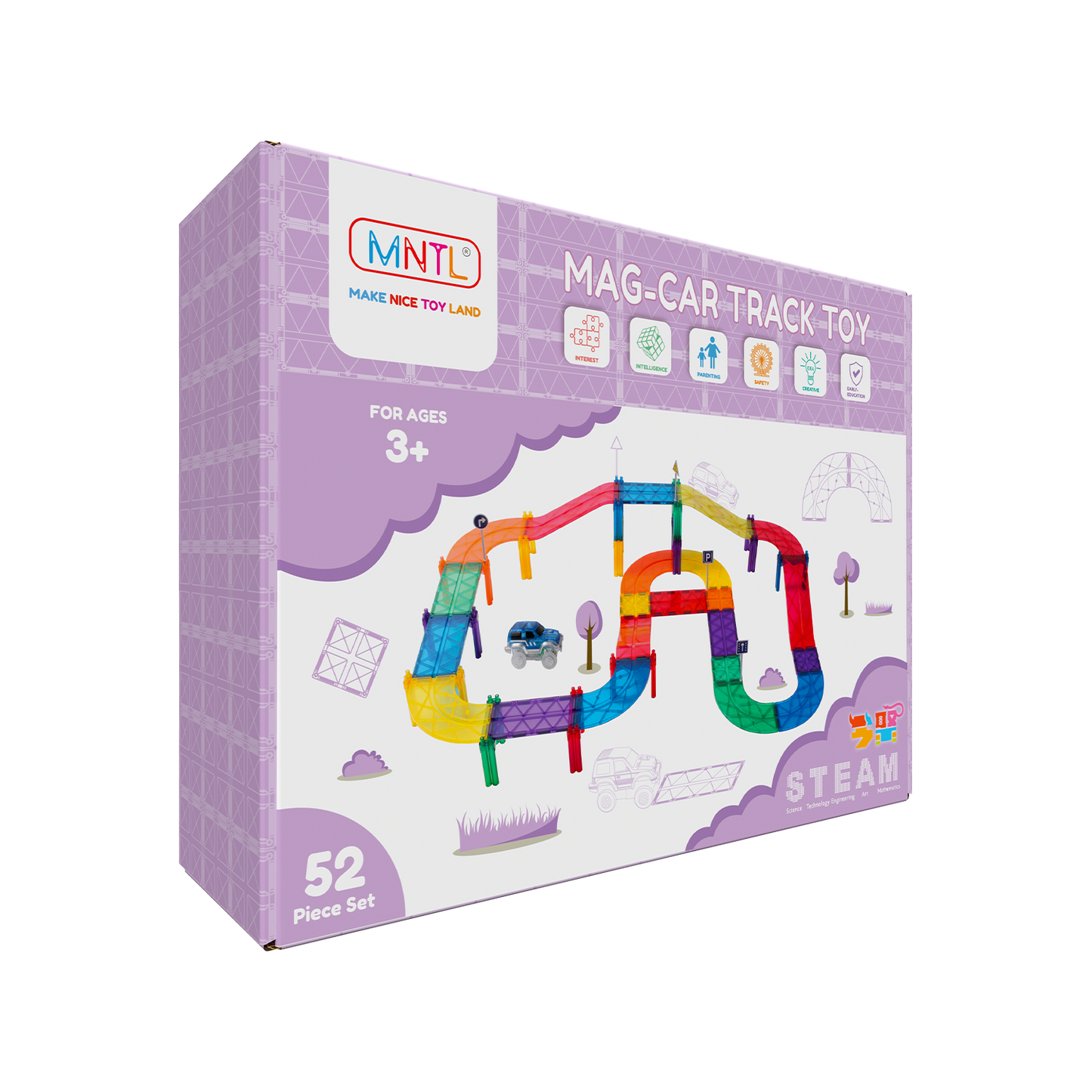 MNTL 磁力片-52片裝磁性軌道車玩具